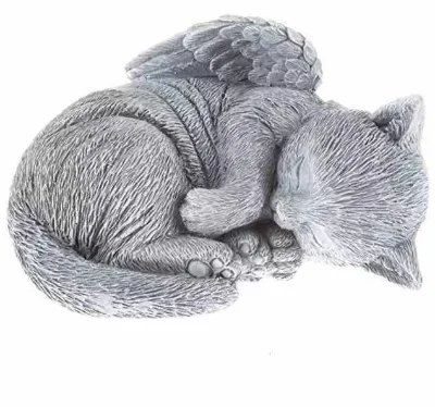 Resin Sleeping Angel Cat Garden Memorial Statue