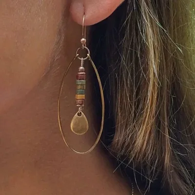 Vintage Wholesale Water Drop Beaded Pendant Women Earrings