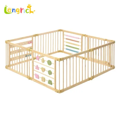 Extra Large Wooden Montessori Playpen for Toddlers Babies Foldable Expandable Adjustable Panels Natural Unisex Bedroom Furniture