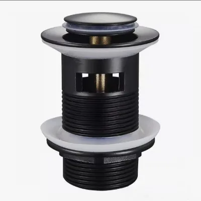Modern Matte Black Ceramic Clic Clac Brass Pop-up Drain Basin Waste with Overflow Watermark Bathroom Drainer