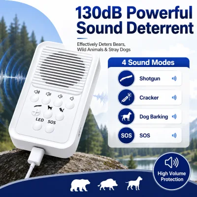 New Durable ABS Animals Bear Repellent with 130dB 4 Sound Modes LED Light