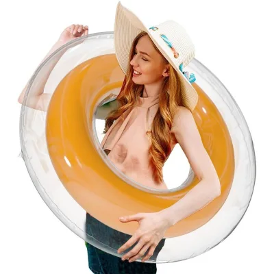 Factory Direct Double-Layer Transparent PVC Inflatable Swimming Rings for Adults Fashionable Water Life Buoy for Pool & Beach