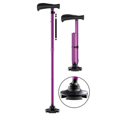 Lightweight Aluminium Adjustable Walking Cane with Ergonomic Handle for Outdoor Activities like Hiking