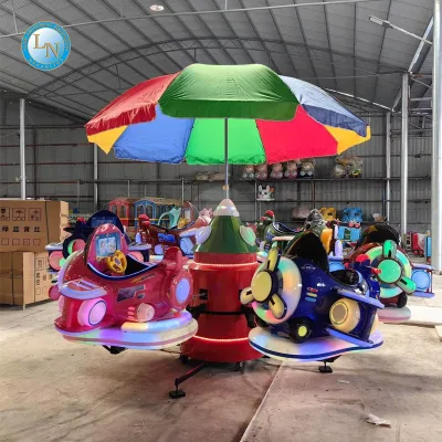 Mini Electric Carousel Swing Machine Rotating Amusement Park Kids 6 Seats Aircraft Ride