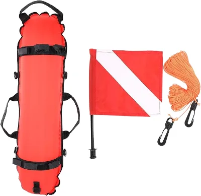 Factory Wholesale Pvc Safety Swim Waterproof Red KEEP DIVING Scuba Diving Inflation Torpedo Buoy Signal Float Ball & Flag
