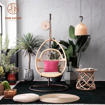 Cheap Price Outdoor Patio Balcony Garden Courtyard Leisure Furniture Rattan Swing Metal Frame Hanging Egg Swing Chair with Stand