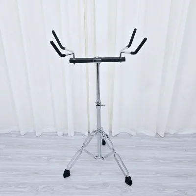 Marching Bass Drum Stand Chrome Metal Tripod Holder Adjustable Height Percussion Instrument Support Rack for Marching Bass Drum