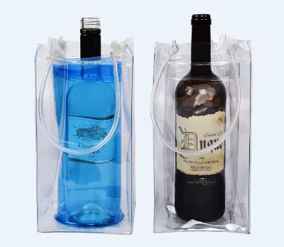 Customized PVC Ice Bag 2 Layer Bottle Cooler Bag for 750ml champagne Csustomize PVC Wine Ice Cooler Bag
