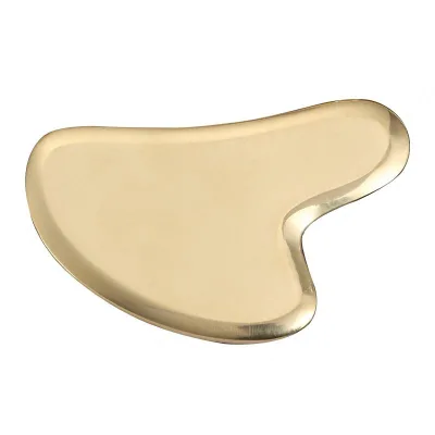 Popular Gold Brass Facial Heart Shape Gua Sha Acupoint Massage Metal Copper Body Guasha Board for Promote Blood Circulation