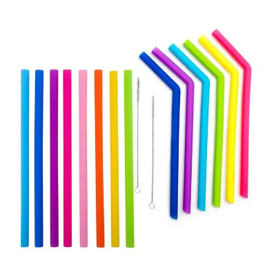 Silicone Drinking Straw Set With Cleaning Brush Food Grade Custom Reusable Straw Drinking Cup Accessories