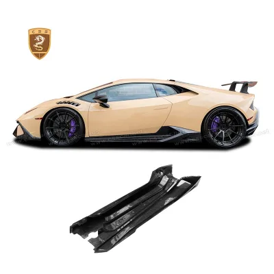 Glossy Black Carbon Fiber Lp610 Car Exterior Side Skirts for Lamborghini Huracan Performante Upgrade to Vors Style