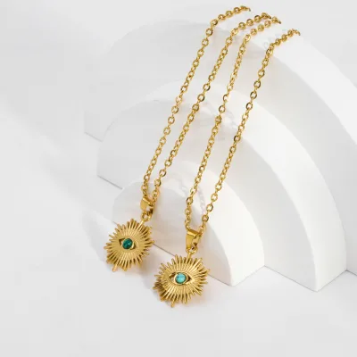 Best Selling Link Chain Devil Eye Pendant Necklace 18k Gold Plated Stainless Steel Evil Eyes Necklace for Party
