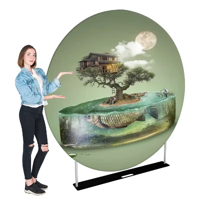 Expomax EM-17Z Updated Version Wedding Event Photo Booth Tension Fabric Aluminium Retractable Stretch Tube Circular