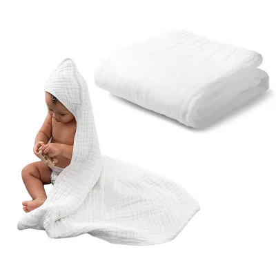 OEM 6-Layer Muslin Gauze Baby Blanket 100% Organic Cotton 400TC Thread Count Soft Comfortable Breathable Summer Beach Use