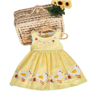 Baby Girls 1-3 Years Summer Princess Printed Cotton Duck Floral England Style A-Line Skirt Dress with Animal Print