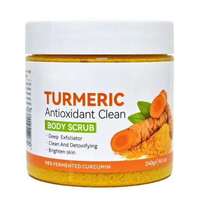 Private Label Natural Organic Exfoliating Turmeric Scrub Face Skin Brightening Turmeric Body Sugar Scrub