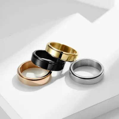 6mm Fidget Spinner Stainless Steel Ring With Rotatable Design Durable Stylish Unisex Jewelry for Stress Relief and Focus