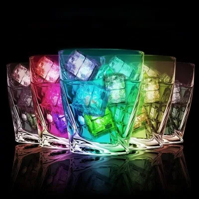Custom Logo Color Size Food Grade Green Blue White Red Yellow Pink LED Ice Cube With Liquid Sensor for PennyPacker Perth Royal