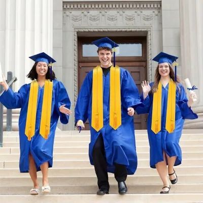 2026 Factory Custom Wholesale Bachelor Graduation Gowns Adult US Style Graduation Gown and Cap with Golden Stole & Honor Cord