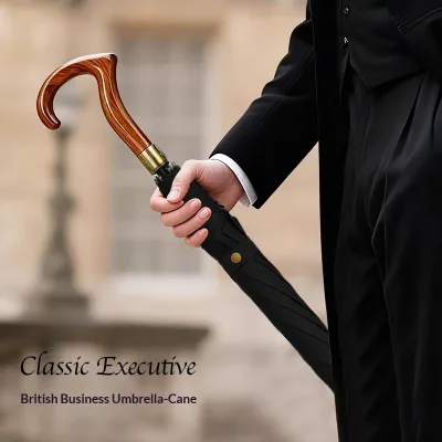 British-style Vintage Business Automatic Walking Stick Umbrella-Reinforced Extra-Large Thickened Wind-Resistant Non-Slip UV