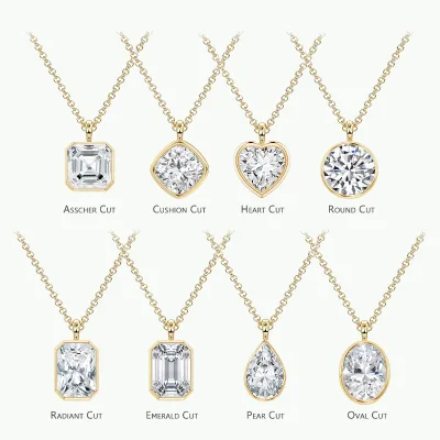 ABIDING IGI Certified Custom Carats Lab Grown Diamond Pendant Real 9K 10K 14K 18K Bezel 1ct 2ct 3ct Diamond Pendant for Necklace