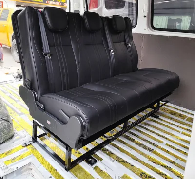 AutoLiuMa Convertible Leather Sofa Bed Luxury Van Captain Seat 3-fold Forward Slip Waterproof for Recreational Vehicles