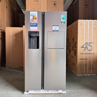 French-Style 606L Large Capacity Electric Double-Door Refrigerator Frost-Free Technology Stainless Steel Modern Energy Door
