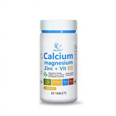 DUOZI Calcium Magnesium Zinc Vitamin D3 Tablets 60 Count 60 Days Supply for Bone Health