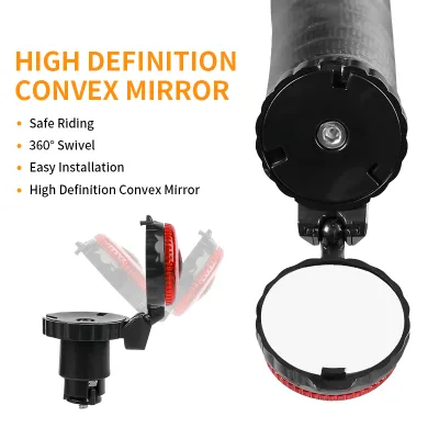 Bike Handlebar Rearview Mirror Bicycle 360 Degree Rotatable Bar End Rearview Mirror
