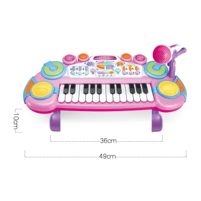 Kids Educational Toy Electronic Organ Plastic Musical Instrument with Microphone Microscopic Electronic Musical Instrument