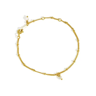 925 Sterling Silver 14K Gold Plated Color Separated Bead Chain Bracelet Bracelets Ready to Ship