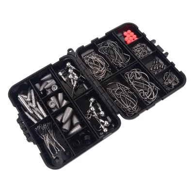133Pcs/Set Mixed Beads Sinker Weights Lure Hooks Sea Fish Tool Tackle Rock Fishing Accessories Box Kit