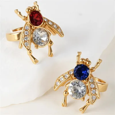Original European and American niche cross-border fashion stainless steel opening adjustable ring, insect personality wholesale