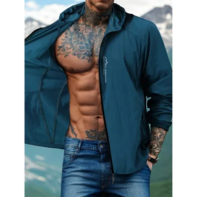 Men Breathable Sun Protection Tactical Jacket Outdoor Lightweight Zip Hoodie Jacket Long Sleeve Fishing Hiking Performance Shirt