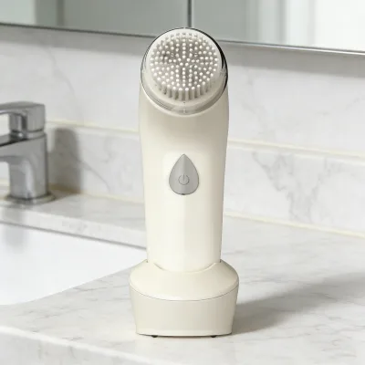 Wireless Charging Rotary Silicone Facial Cleaning Massager Brush Device Soft Parts With Base