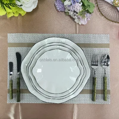 Wholesale Inventory Nordic Style Ceramic Wedding Table Decorative White Charger Dishes Plate Set Dishwasher Safe for Wedding