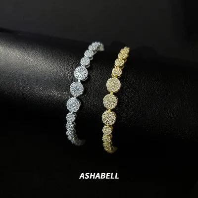 New Original Design S925 Sterling Silver Bracelet Simple Elegant Round Full Diamond Vintage Women's Bracelet