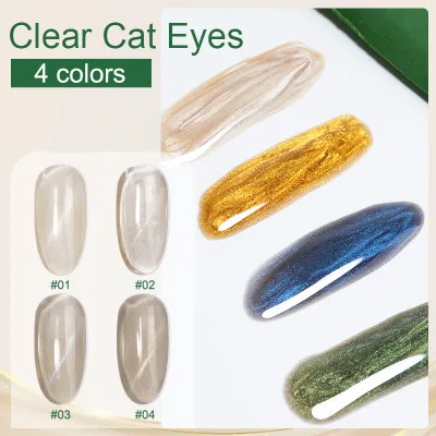 Clear Cat Eye Gel Polish Healthy Translucent Clear Aura Cat Eye Gel Polish Brown Silver White Glitter Glass Crystal LOGO Service