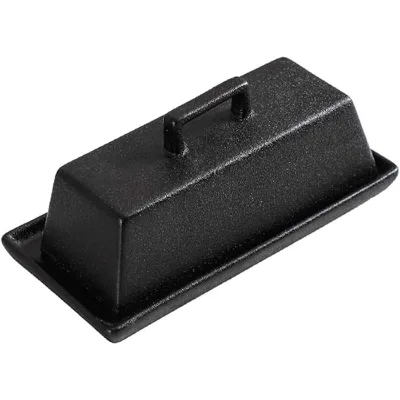 Matte Black Square Porcelain Butter Dish with Lid