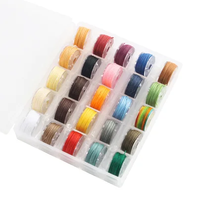 Multi Size Waxed Polyester Sewing Thread Boxed 25 Color Round Cord Hand Stitching Thread for Leather Repair DIY Craft Knitting