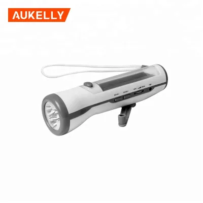 Dynamo Hand Crank Flashlight Solar Flashlight USB Rechargeable LED Phone Power Bank Radio