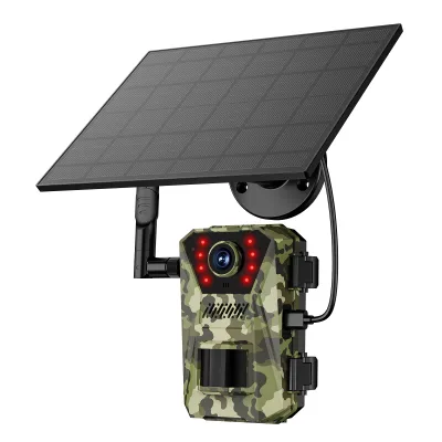 4K HD 14MP Solar Panel Camera Infrared Night Vision Monitoring Wildlife Trap Trail Camera Video Photo Recorder