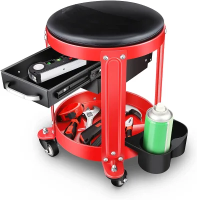16" X 16" Automotive Car Round Mechanic Roller Seat Creeper Stool W/Tool Tray