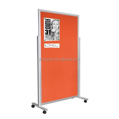KBW Portable Fabric Notice Board Room Isolation Mobile Classroom Whiteboard Wall Double-sided White Dry Erase Board with Wheels
