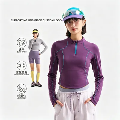 Outdoor Hot-Girl-Style Moisture-Wicking Quick-Drying Pullover Long-Sleeve T-Shirt Womens Trendy Hiking Trekking