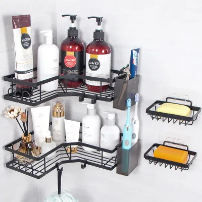 Modern Corner Punch-Free Storage Rack for Bathroom Kitchen Triangle Shelves Shower Caddy Wall Hanger Urban Storage Solution