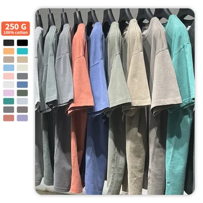 Wholesale Custom Logo Acid Wash Tshirt Heavy Weight 100% Cotton Oversized Vintage T Shirt for Men Printed Technics