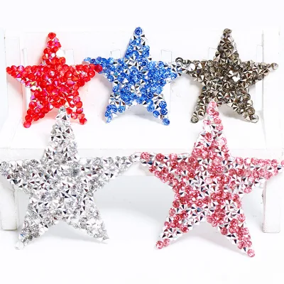 Bling Garment Accessory Custom Wholesale Rhinestone Iron on Star Appliques Patches for Clothing