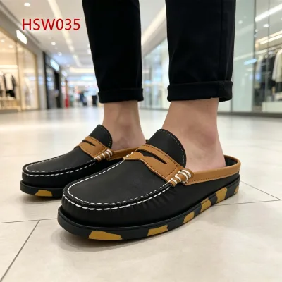 ZYF,mask Style Full Natural Cow Leather Kids&adult Hua Singh Boat Shoes Daily Wear slip on Style Black&yellow Deck SlipperHSW035