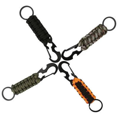Camping Paracord Cord Rope Emergency Knot Bottle Opener Key Chain Outdoor Keyring Survival Gear Kit